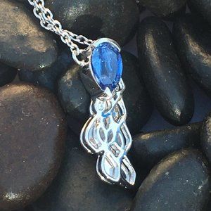 Genuine Kyanite Sterling Silver Necklace Top Color Royal Blue .925